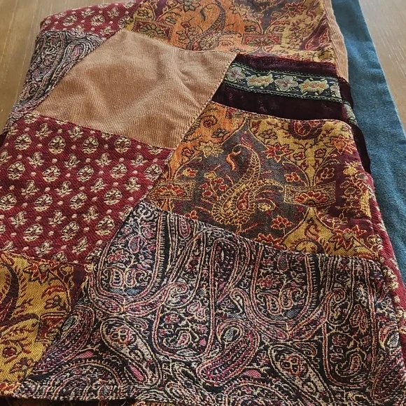 J. Jill Blue Vintage Boho Hippie Denim  Patched Skirt - Picture 6 of 10